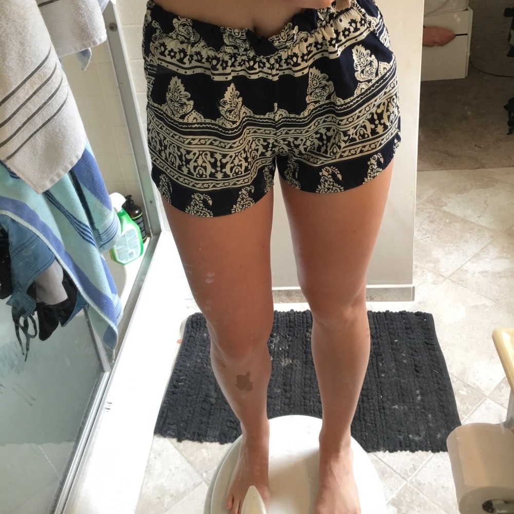 Blue and white loose shorts