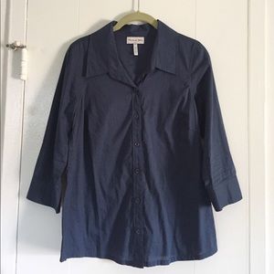 3 quarter sleeve button down shirt