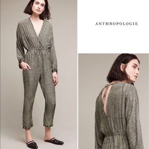 Gorgeous blue and cream Anthropologie jumpsuit