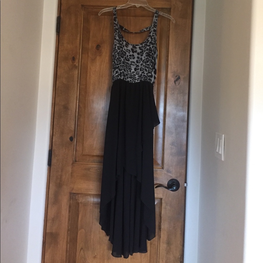 High low leopard accent dress