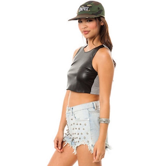 Dimepiece LA The Tommy Boy Crop Top in Black - Picture 2 of 4