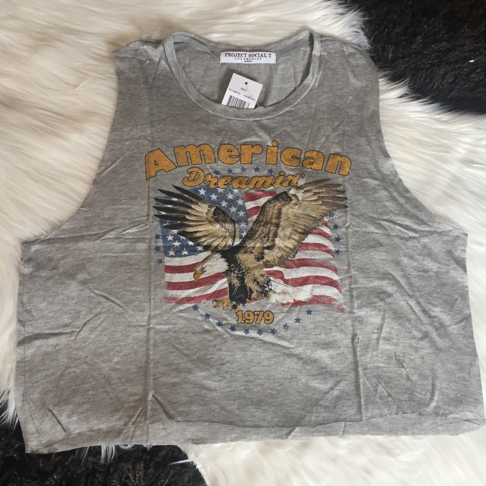 American Dreamin 1979 Gray Cropped Tank Top - Picture 2 of 4