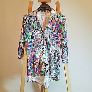 Sno Skin long  geometric print tunic length shirt