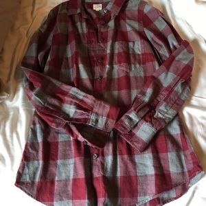 J. CREW Factory red/gray plaid button down, XS