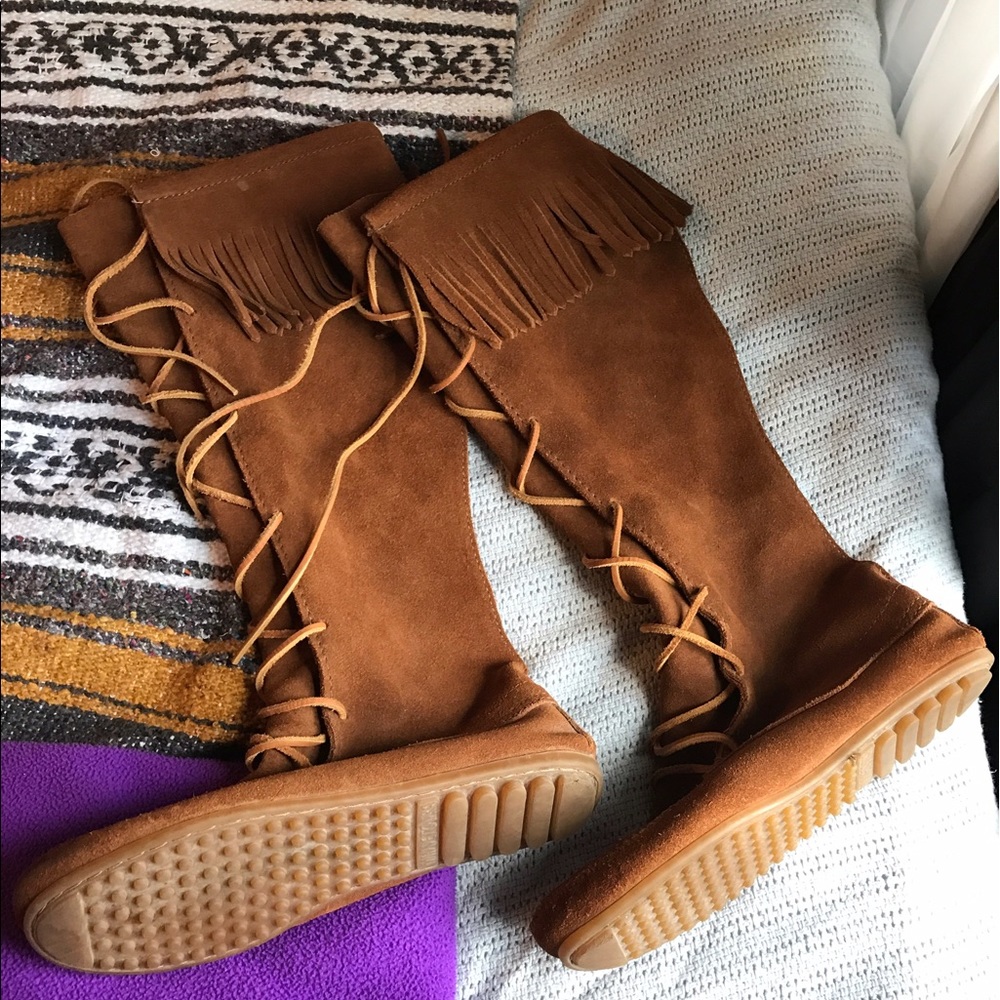 Minnetonka Tall Fringe Boots