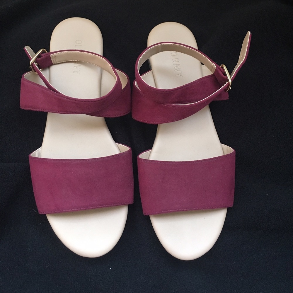 old navy burgundy ankle strap sandals