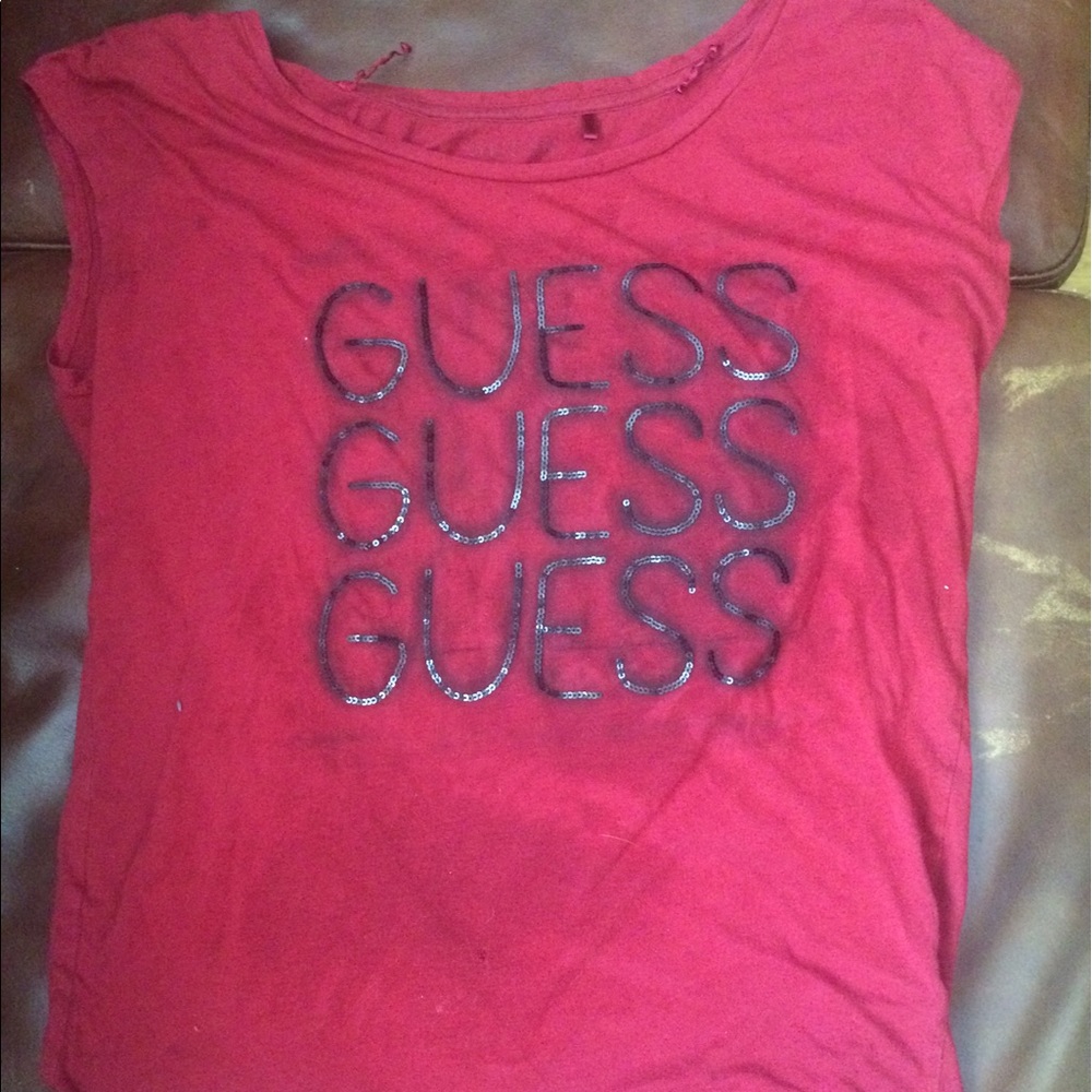 Red Guess Sequin TShirt