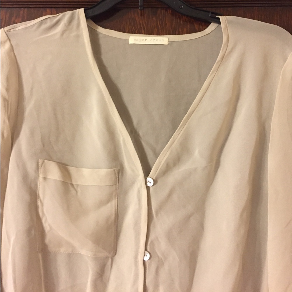 Sheer paper crown button top