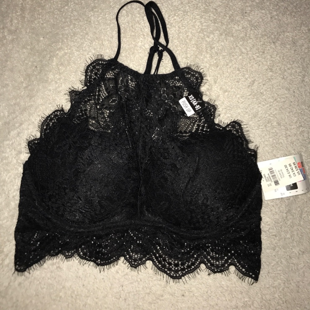 PINK Black lace bralette