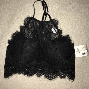 PINK Black lace bralette