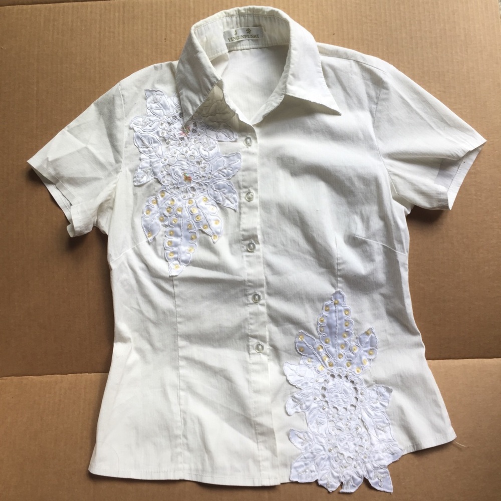 White Lace Flower Blouse