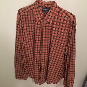 Orange/green plaid RL button down