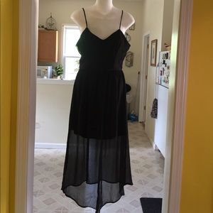 Maxi  dress adjustable straps sheer bottom half