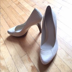 cream snakeskin heels