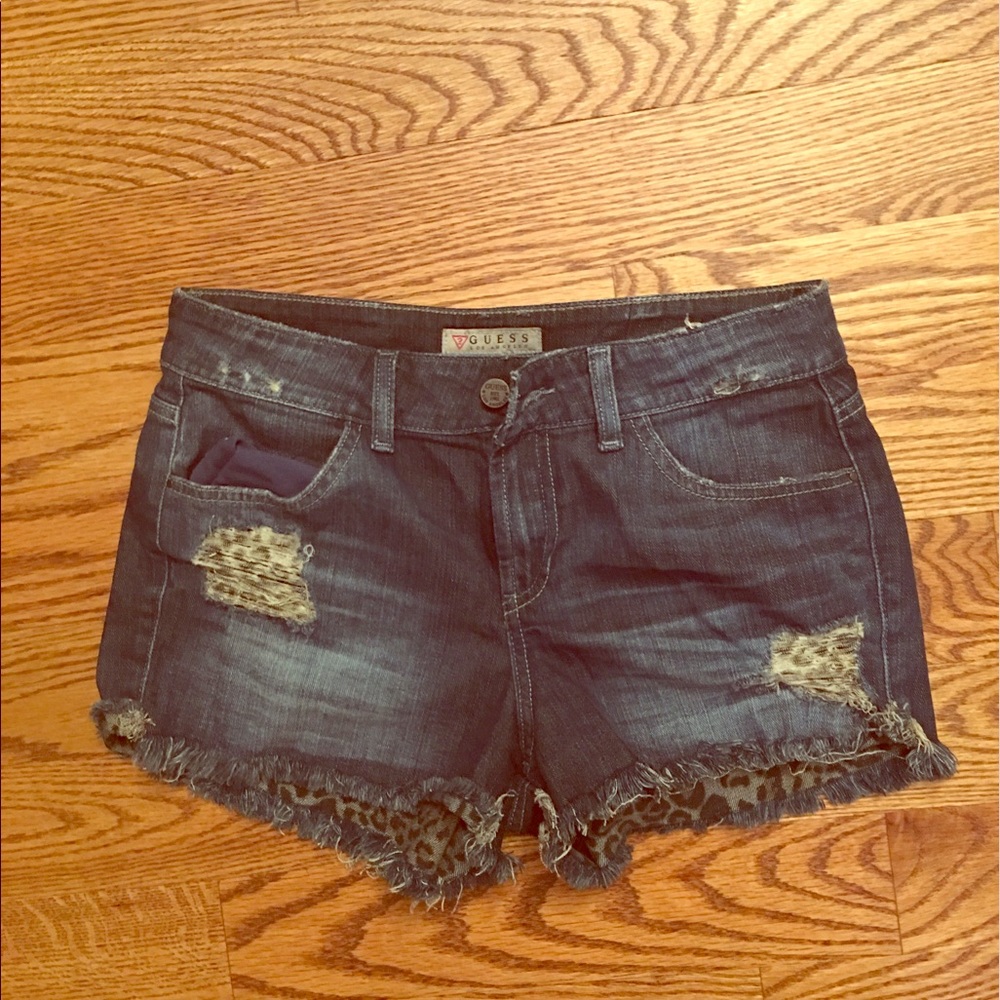 Guess cut offs with leopard lining!
