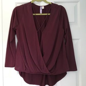 Trendy Burgundy Criss-Cross Top