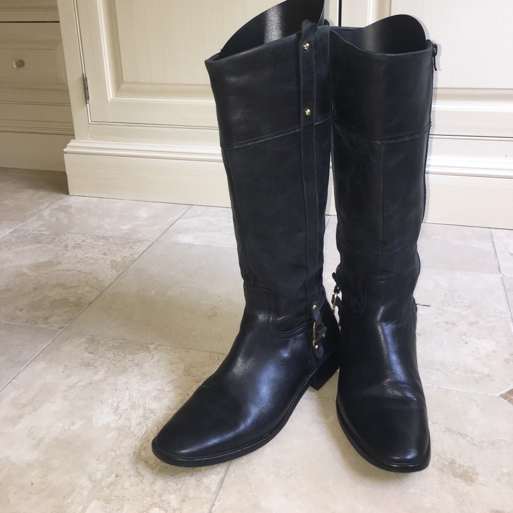 Black Genuine Leather Boots - Newly refurbished