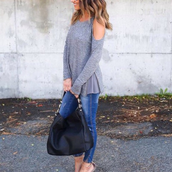 ❗️LAST ONE❗️5🌟Rated! Cold-Shoulder Chiffon Top - Picture 6 of 8