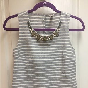 J.Crew grey and white striped tank top