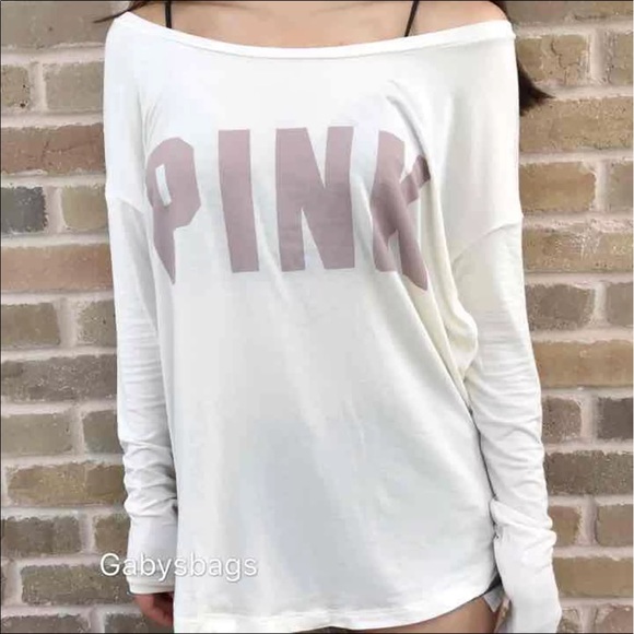 PINK Victoria's Secret Tops - NEW VS PINK Ringer Crew Tee