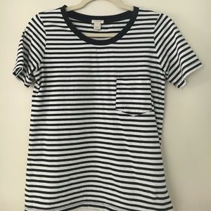 J Crew Black and White Stripe Cotton Tee