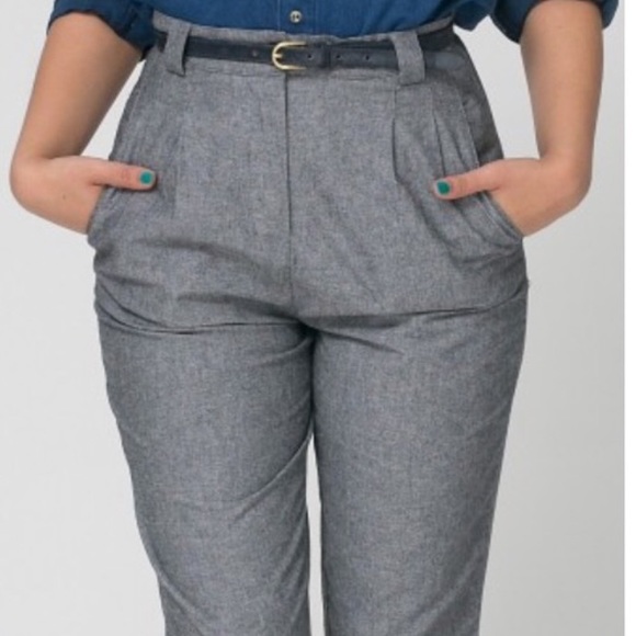 high waisted chambray pants