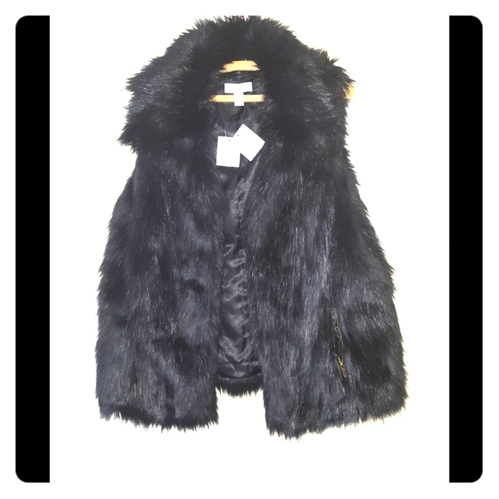 Calvin Klein Black Faux Fur Vest