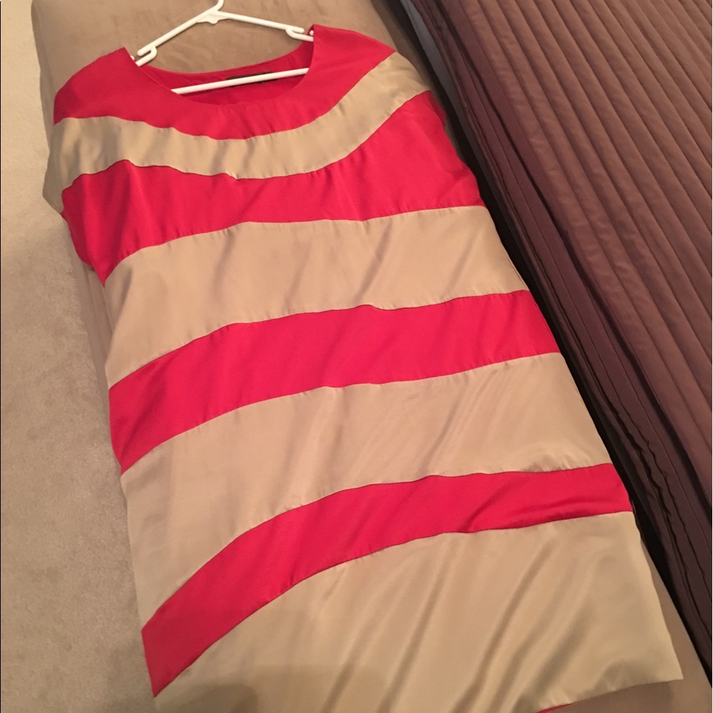 Pink and dull gold satin dress from The Limited