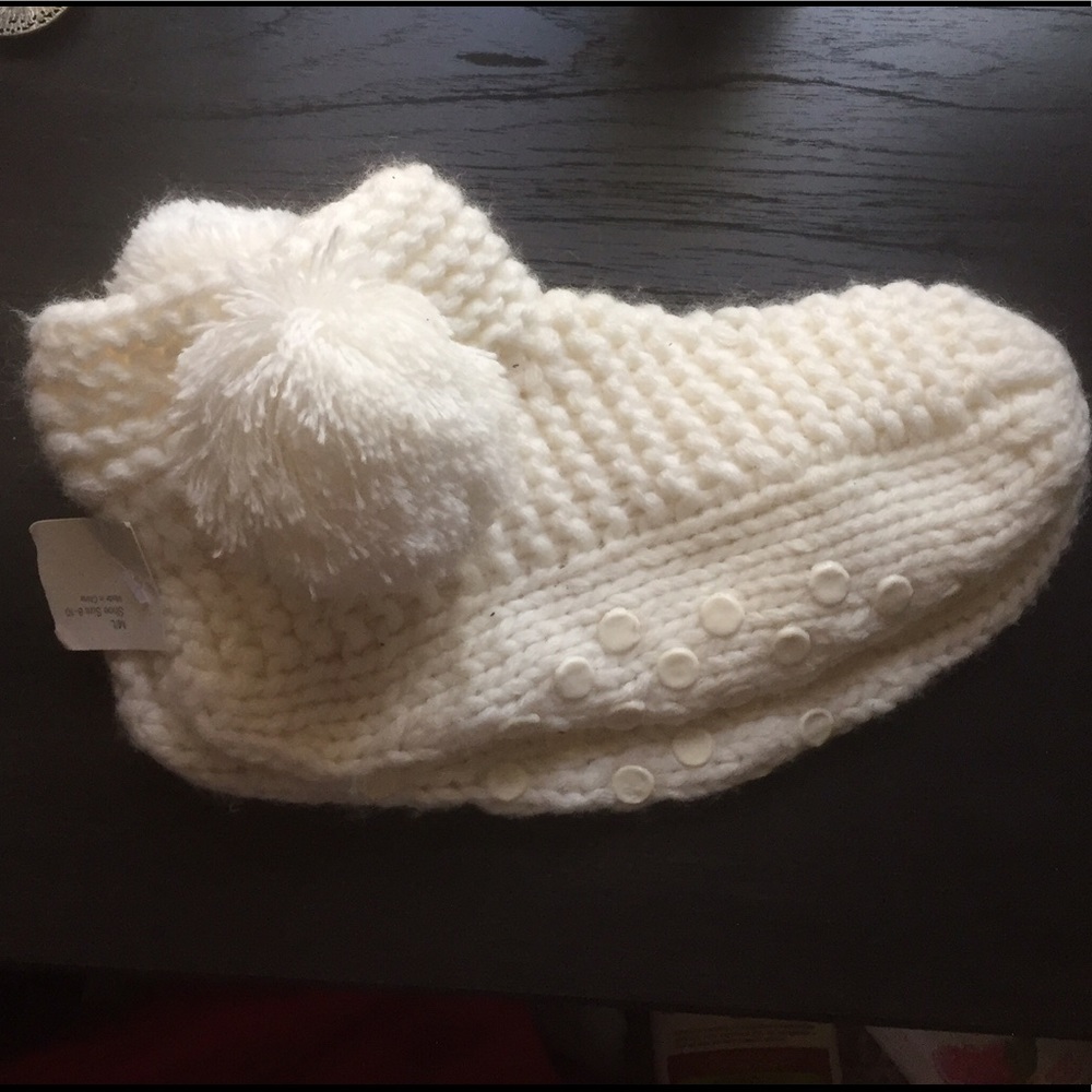White slipper socks with treads