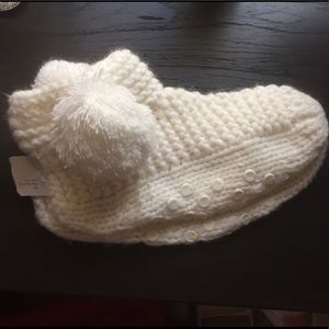 White slipper socks with treads