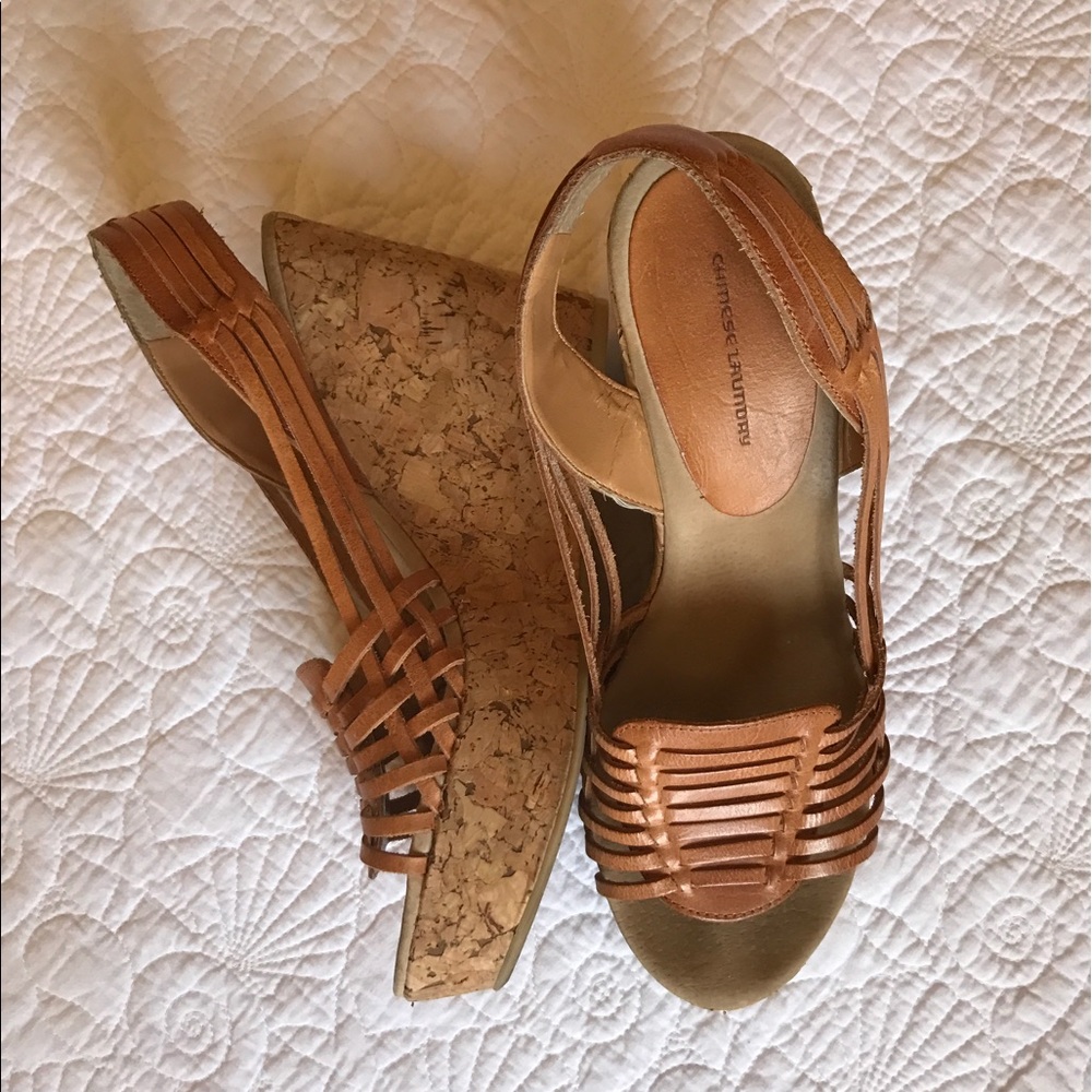 Chinese Laundry Nude Wedges - leather upper