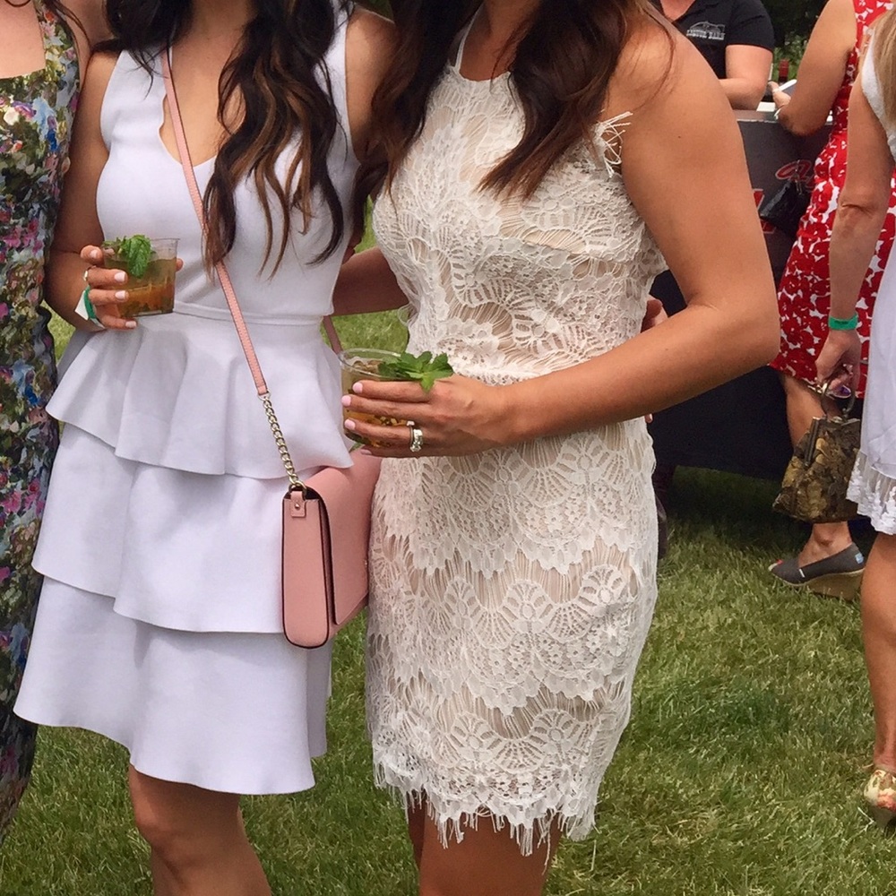 ✨VICI white nude lace dress.