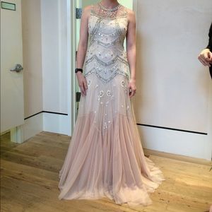 Wedding dress vintage look pale dusty rose w/ivory