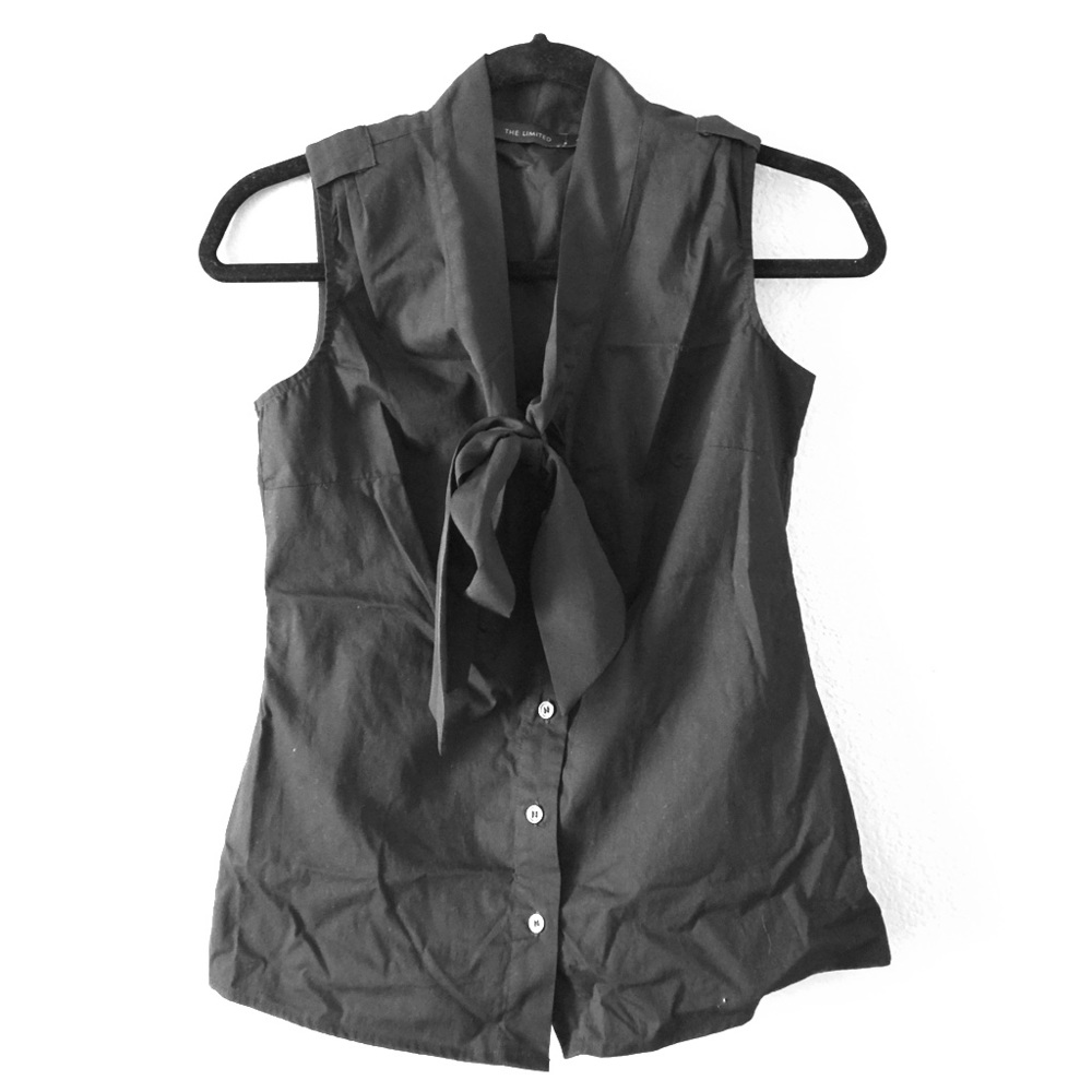 The Limited Sleeveless Button Up Blouse W/ Tie Bow