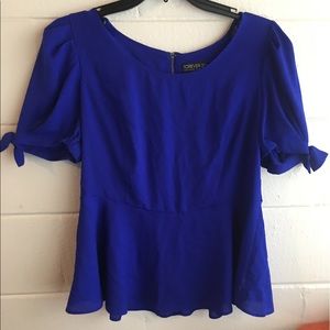 Forever 21 Plus Blue Peplum Blouse
