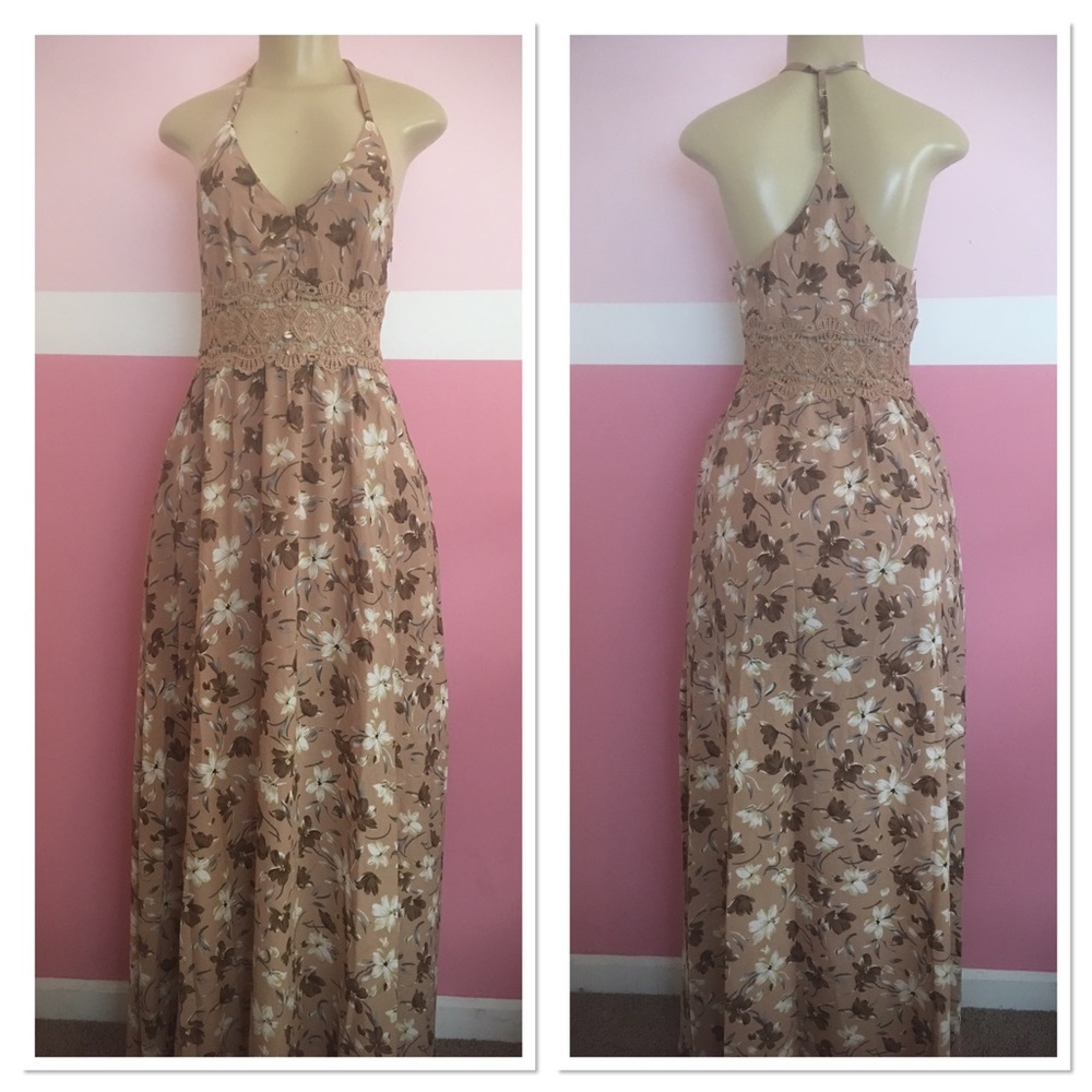 T-Back Floral Long Maxi Dress Lace