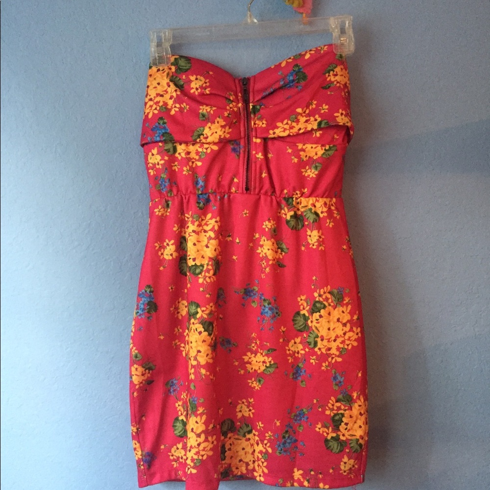 Pink floral Nella Fantasia strapless dress - New