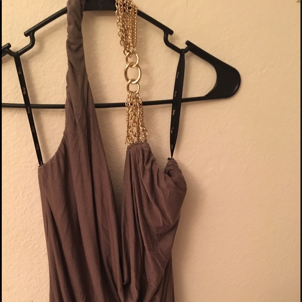 Sky gold chain halter mini dress
