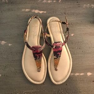 Jessica Simpson snakeskin sandals.