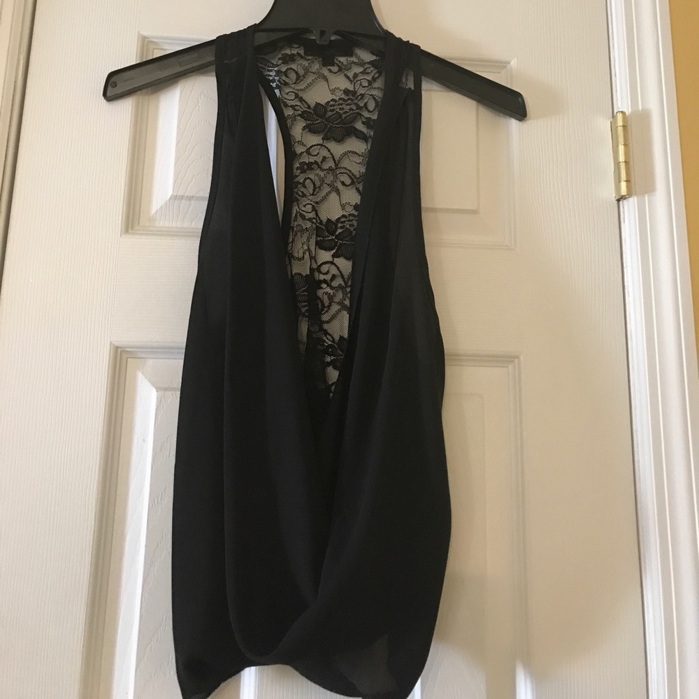 Black sleeveless drape tank