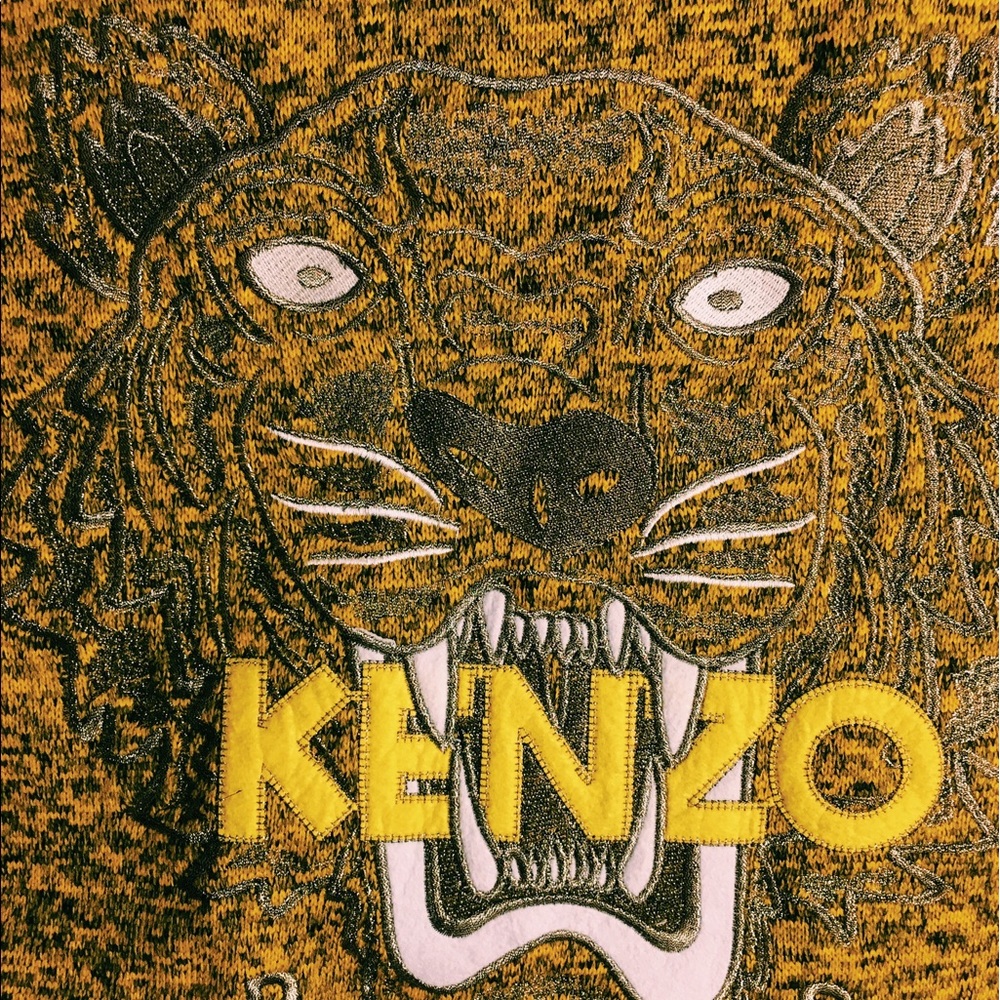Kenzo Tiger Face Tonal Sweater, Mustard Yellow