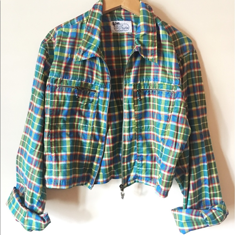🕶VINTAGE plaid cropped jacket