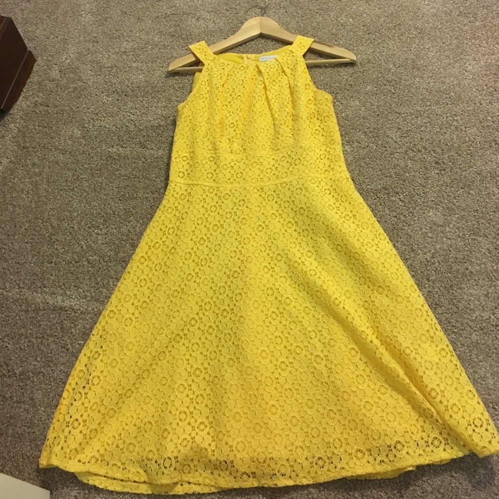 NY & Company Yellow Lace Dress