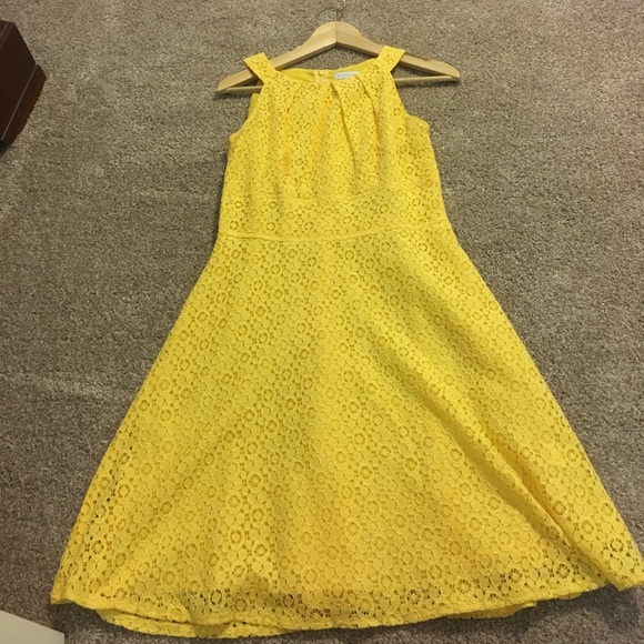 NY & Company Yellow Lace Dress - Picture 1 of 4