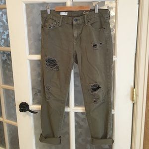Army Green Gap "Girlfriend" Jeans