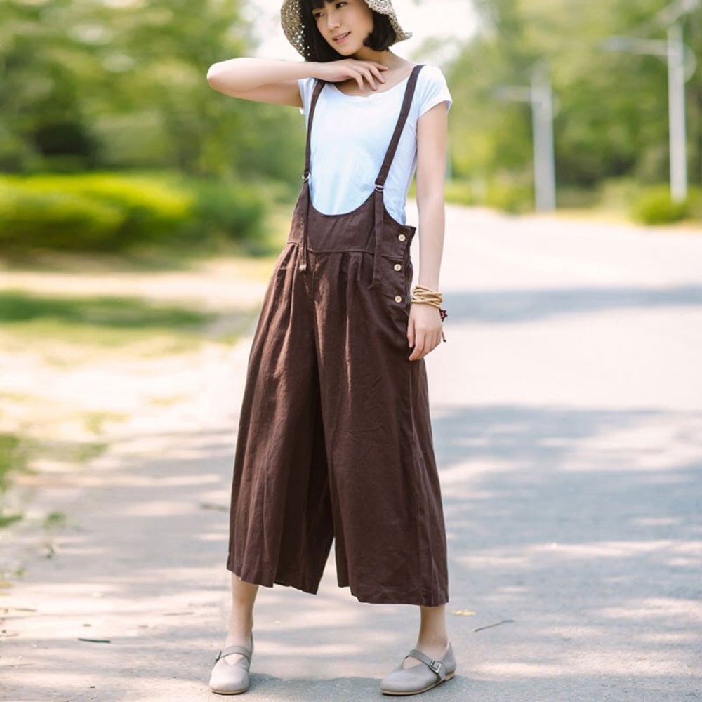 Wide-Leg Linen Jumpsuit