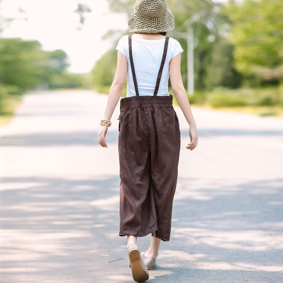 Wide-Leg Linen Jumpsuit - Picture 2 of 4