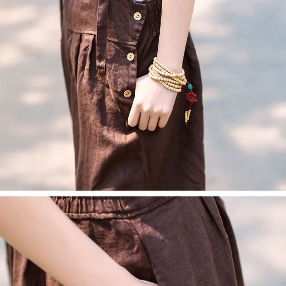 Wide-Leg Linen Jumpsuit - Picture 3 of 4