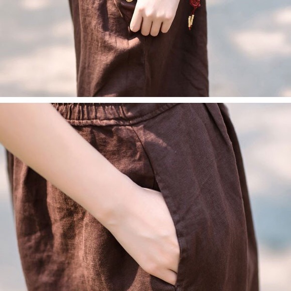 Wide-Leg Linen Jumpsuit - Picture 4 of 4