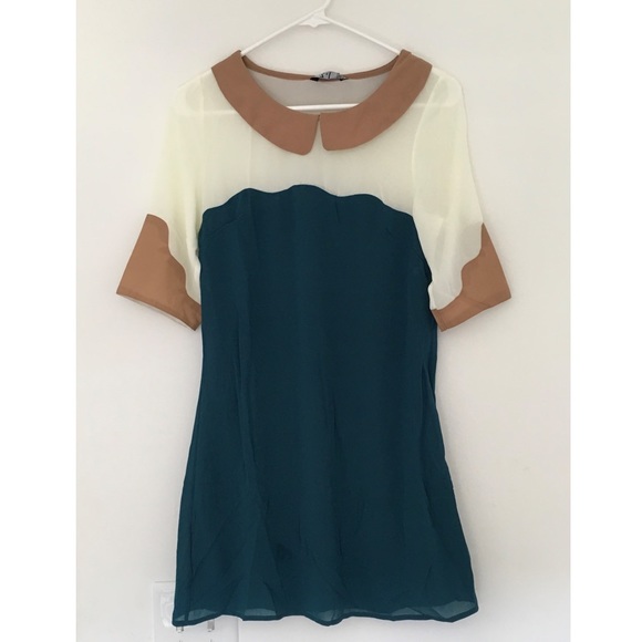 NWOT Z&I Green Contrast Doll Collar Dress - Picture 1 of 6